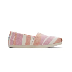 TOMS Women's Fuchsia Rose Wide Stripe Slip-ons