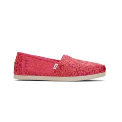 TOMS Women's Fuchsia Rose Botanical Lace Slip-ons