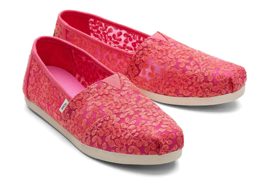 TOMS Women's Fuchsia Rose Botanical Lace Slip-ons - Image 2