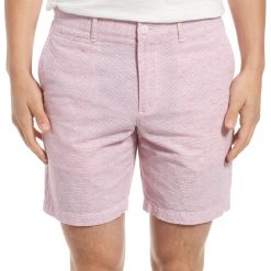 Original Penguin Horizontal Stripe Cotton & Linen Shorts