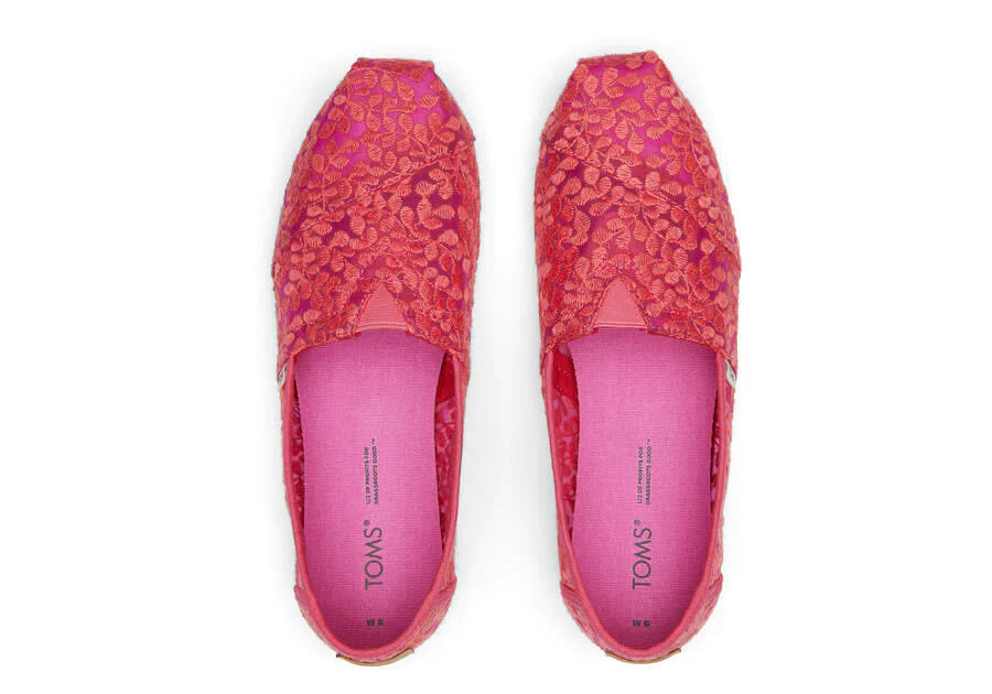 TOMS Women's Fuchsia Rose Botanical Lace Slip-ons - Image 4