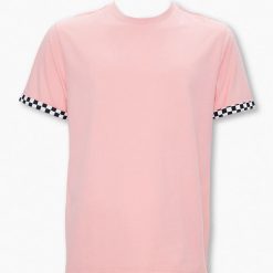 Checkered-Cuff Cotton Tee