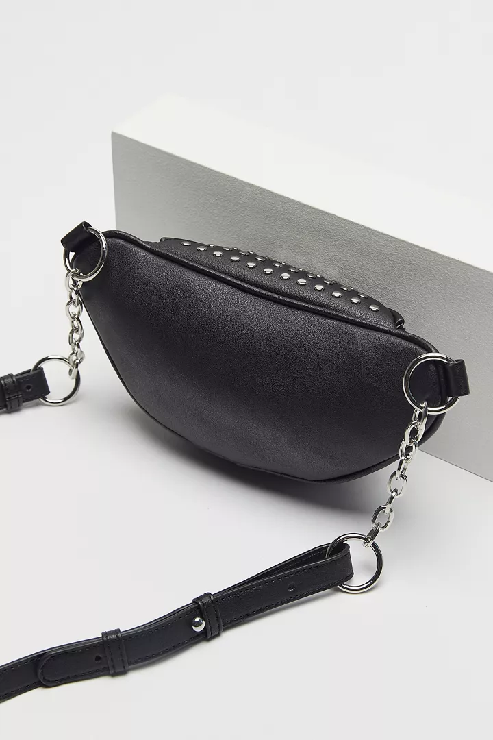 Danni Black Studded Faux Leather Belt Bag - Image 3