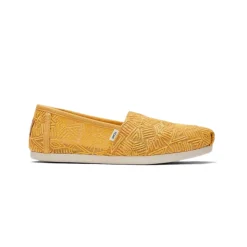 TOMS Women's Golden Yellow Geo Lace Slip-ons